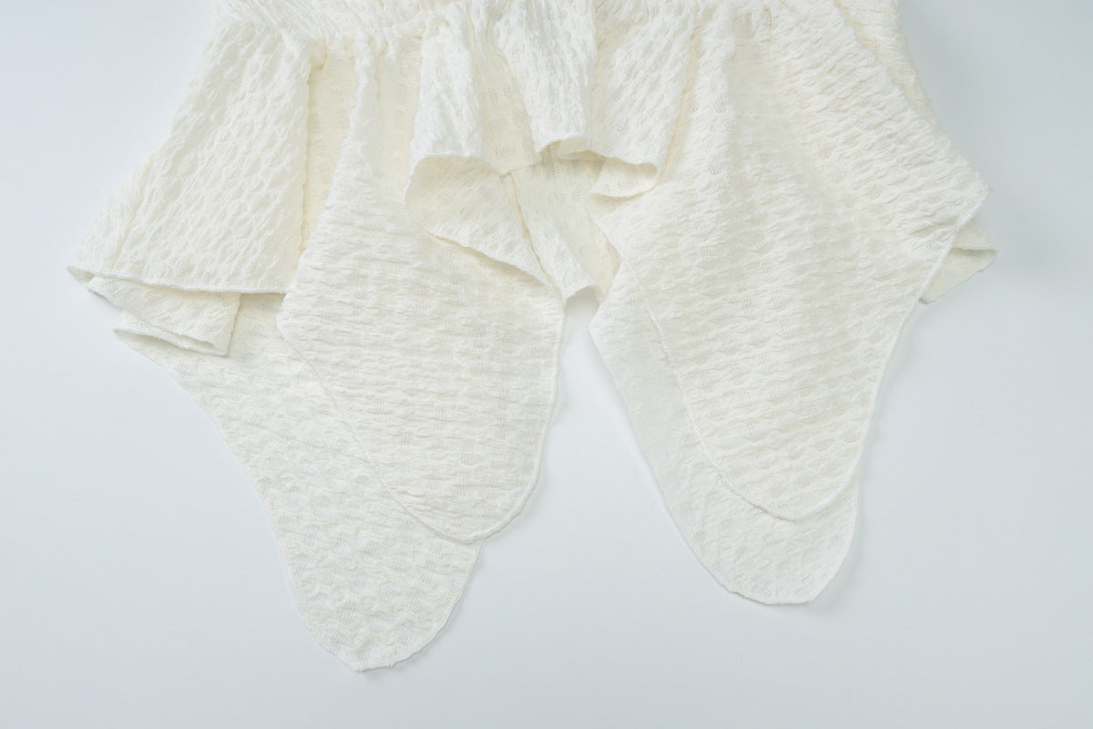 Ruffle Peplum Cami | Ivory Ruched Criss Cross Back Summer Top | Light & Airy Feminine Blouse | noémi