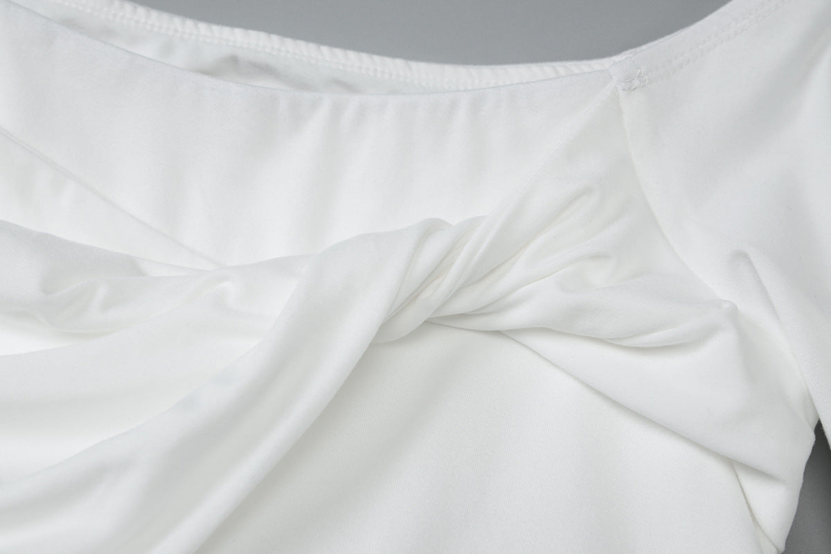 Summer Slim Fit Dress | Twist Shoulder Detail | Solid Color, Lightweight & Stylish | noémi