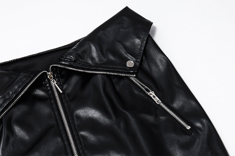 Black Leather Zip Up Mini Skirt | High Waisted Faux Leather Skirt | noémi