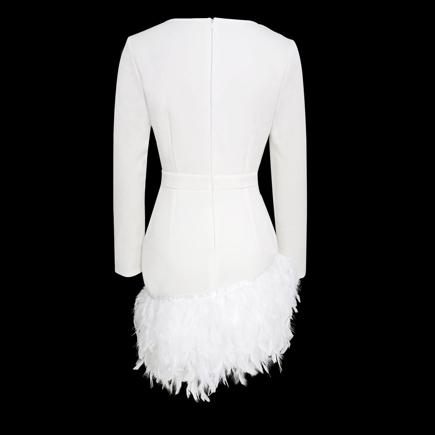 Deep V Feather Trim Sheath Dress | noémi