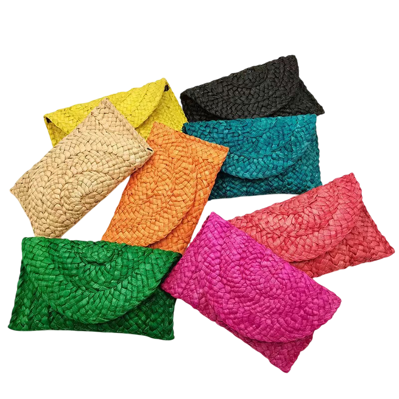 Corn Husk Straw Clutch – Large Capacity Hand‑Woven Phone & Coin Purse | noémi