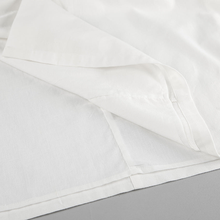 White Cotton Linen TwoPiece Set | Sleeveless Stand Collar Top & Long Slit Skirt | noémi