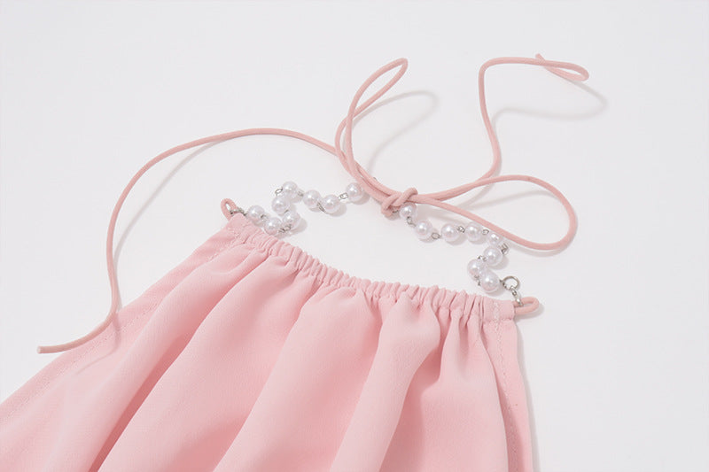 Women’s Cutout Halter Top | Pleated Pink Vest | noémi