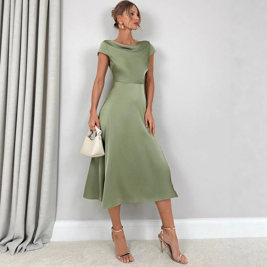 Satin Midi Dress for Women | Silk Slip Dress with Split Detail | noémi