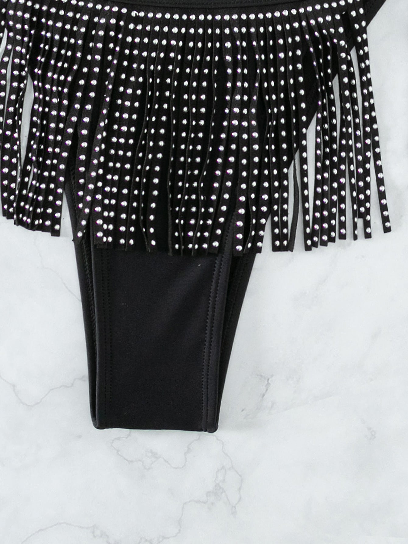 Womens Tassel Rhinestone Bikini | V Neck Halter Strappy Three Piece Swimwear | noémi