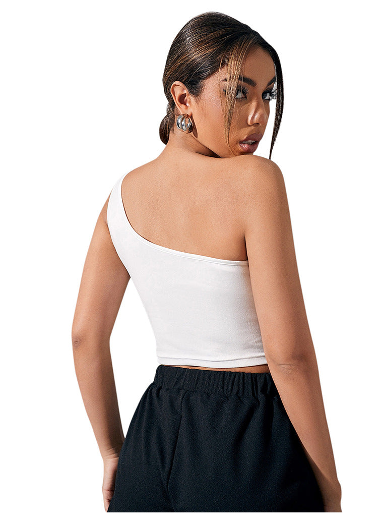 Womens One Shoulder Crop Top | Slim Fit Bare Back Vest | noémi