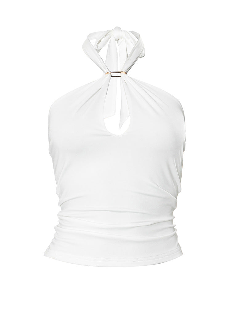 Sleeveless Halter Neck Cutout Backless Tight Vest Top | Hollow Out Clubwear Tank | noémi