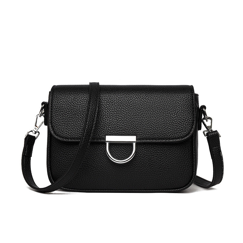 Elephant Gray Square Leather Crossbody Bag – Textured Retro Style | noémi