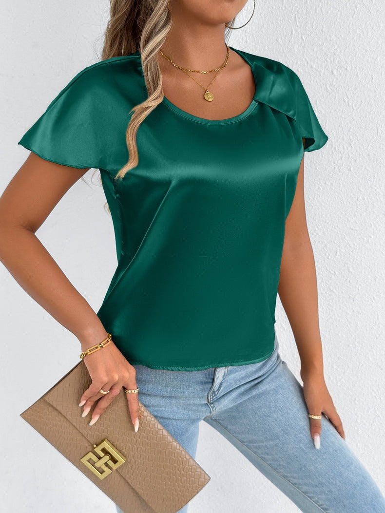 High End Satin Silk T Shirt for Women | Short Sleeve Silk Top | noémi