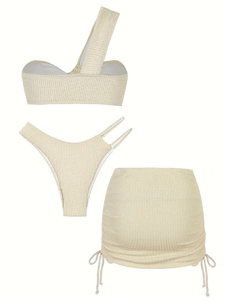 Knit Bikini Set | Two Piece Asymmetrical Top & High Cut Bottoms | noémi
