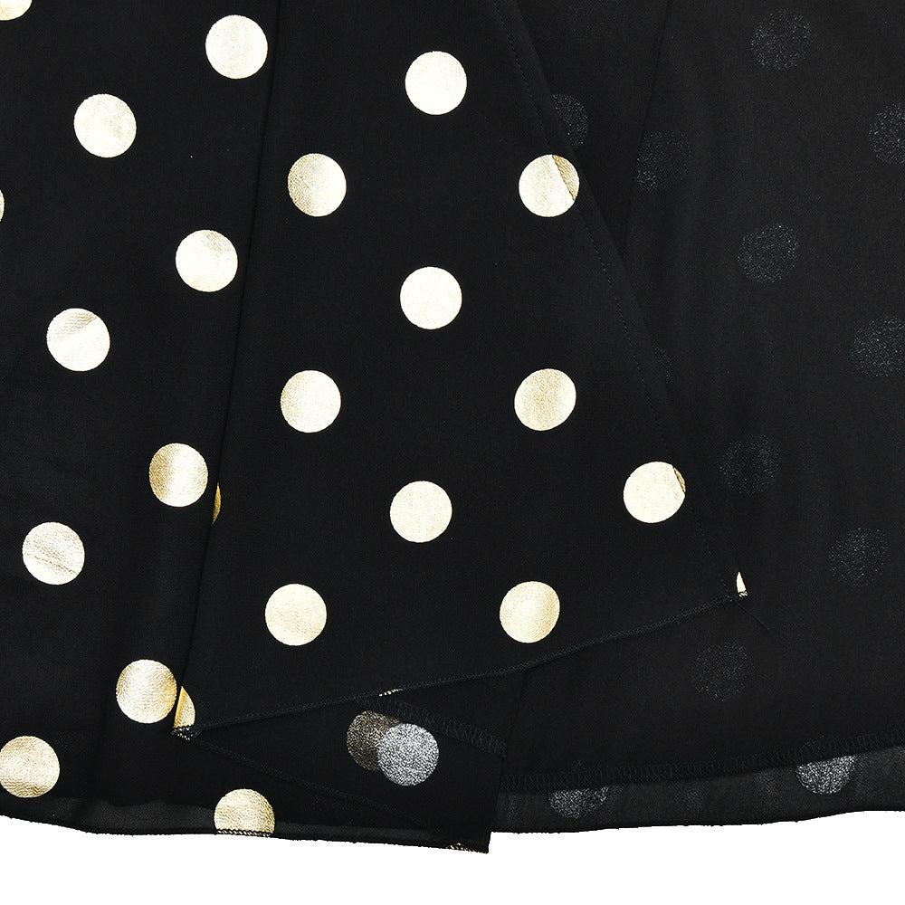 Women's Halter Polka Dot Backless Chiffon Maxi Dress | Black | noémi