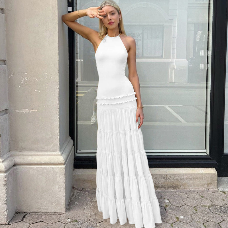 Backless Halter Pleated Maxi Dress | Sleeveless Summer Boho Style | noémi
