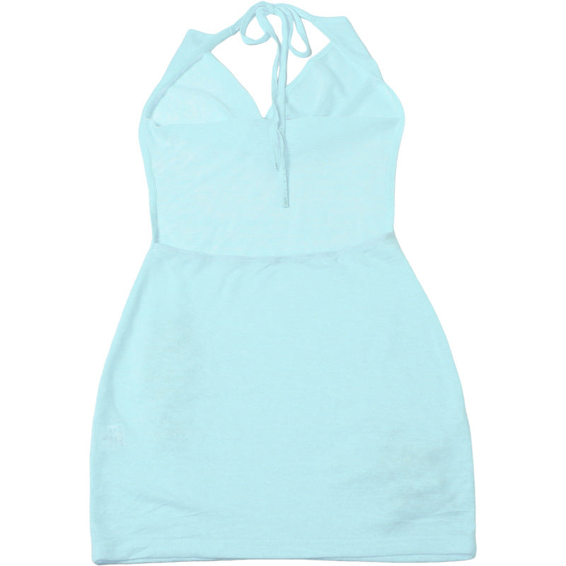 Women's Summer Backless Halter Bodycon Dress | Pile Collar, Slim Fit | noémi