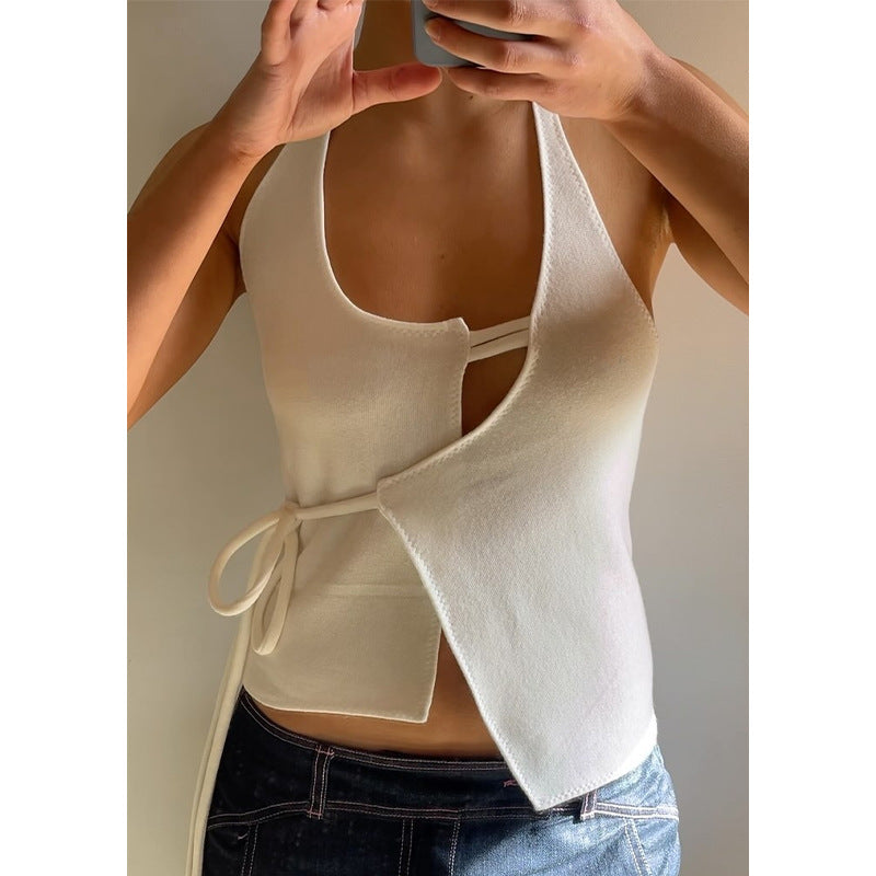 Summer Backless Lace Up Cardigan Halter Vest Top | noémi