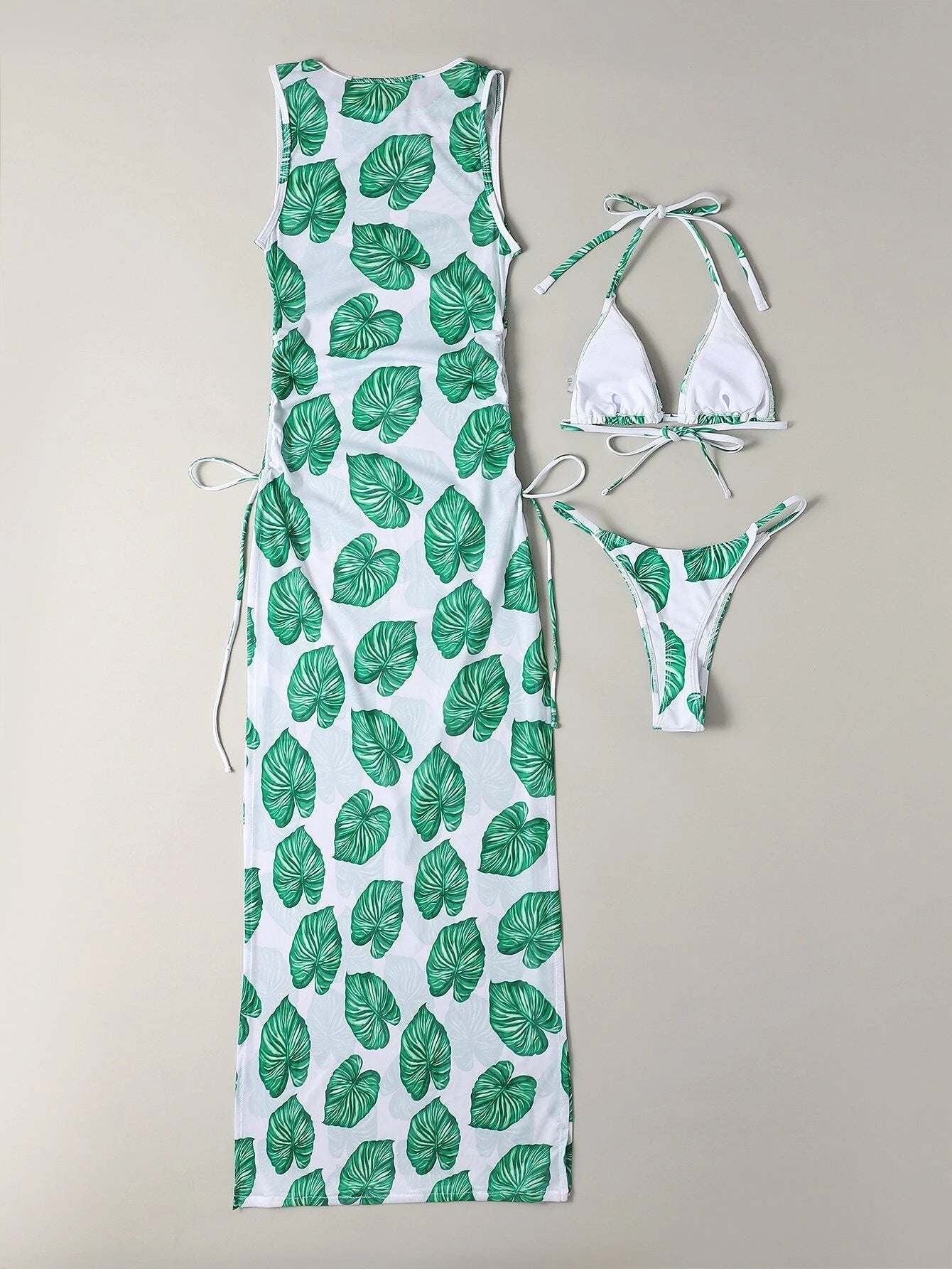 Bikini Set | 3 Piece Swimsuit with High Slit Skirt | Split Thong Bikini | noémi