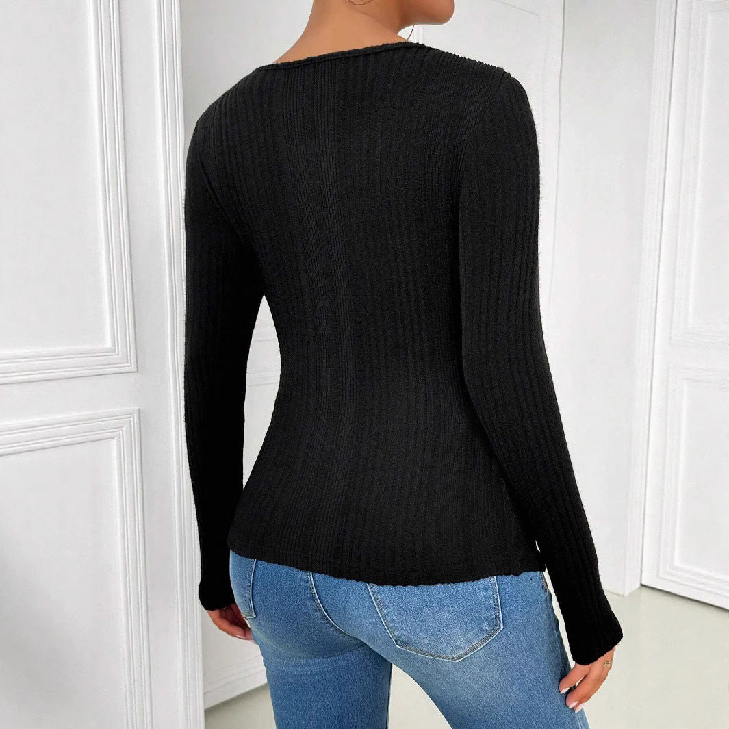 Women’s Collar Cutout Long Sleeve Top | Hollow Out Design | noémi