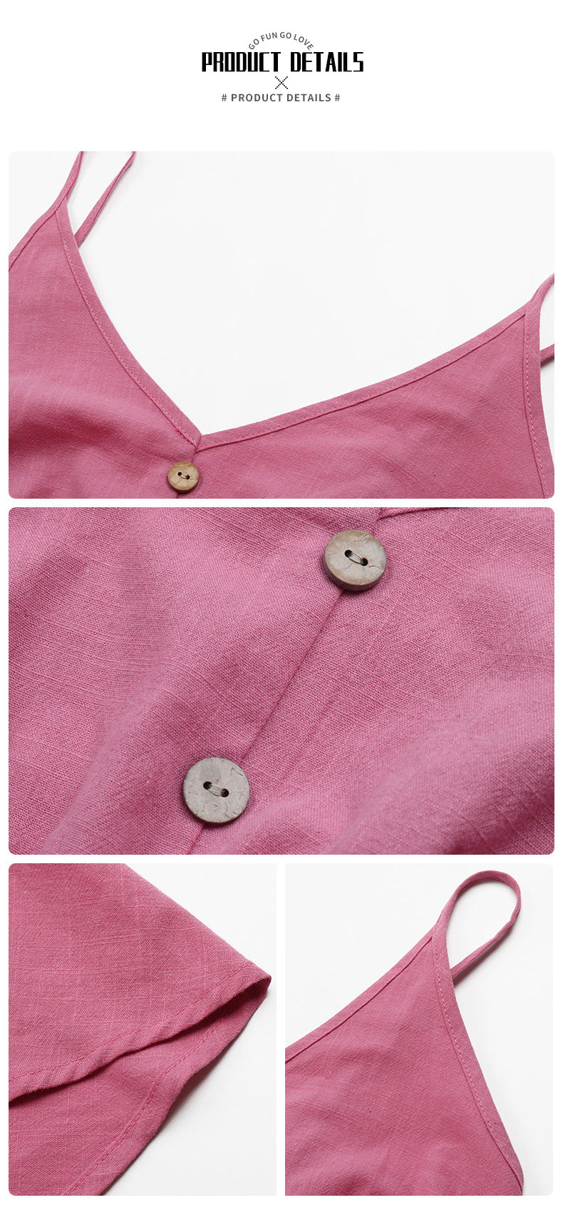 Womens Solid Color Cotton Linen Strap Dress | noémi