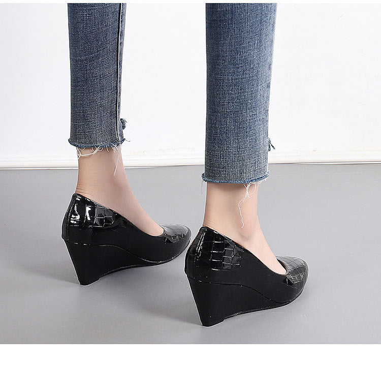 Women's Pointed Toe Wedge Heels | Patent Leather & Mirror Metallic Pumps | noémi