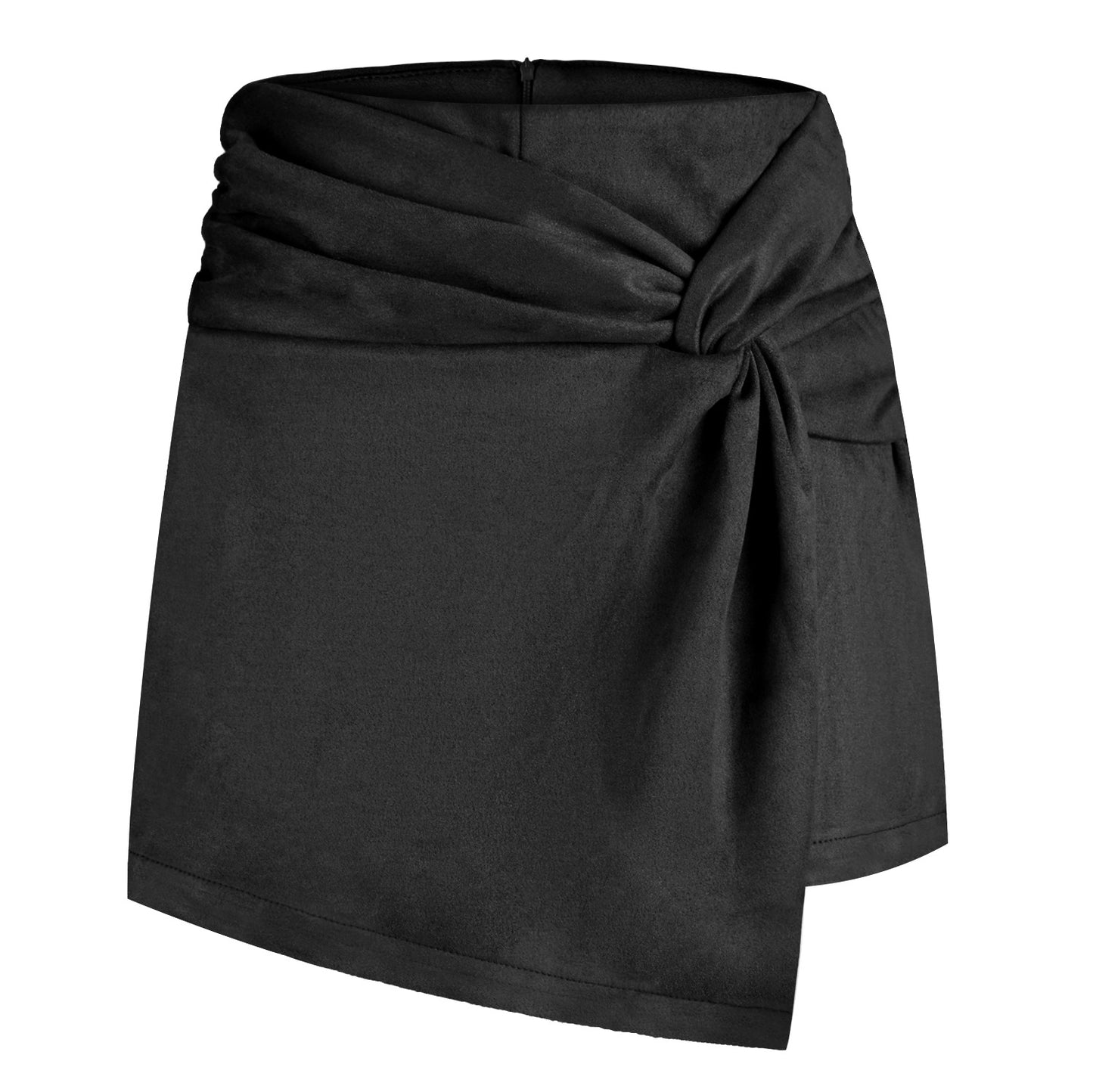 Suede Draped Mini Skirt | High Waisted Pleated | noémi