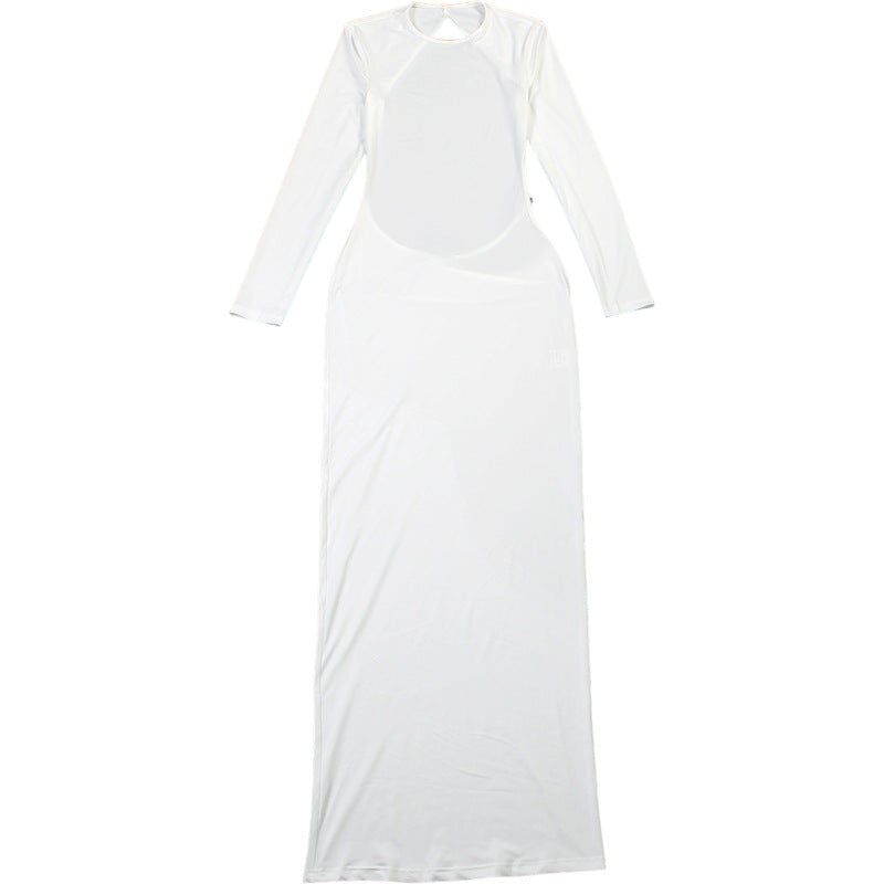 Backless Maxi Dress | Fall Long Sleeve Slim Fit Bodycon with Open Back | noémi