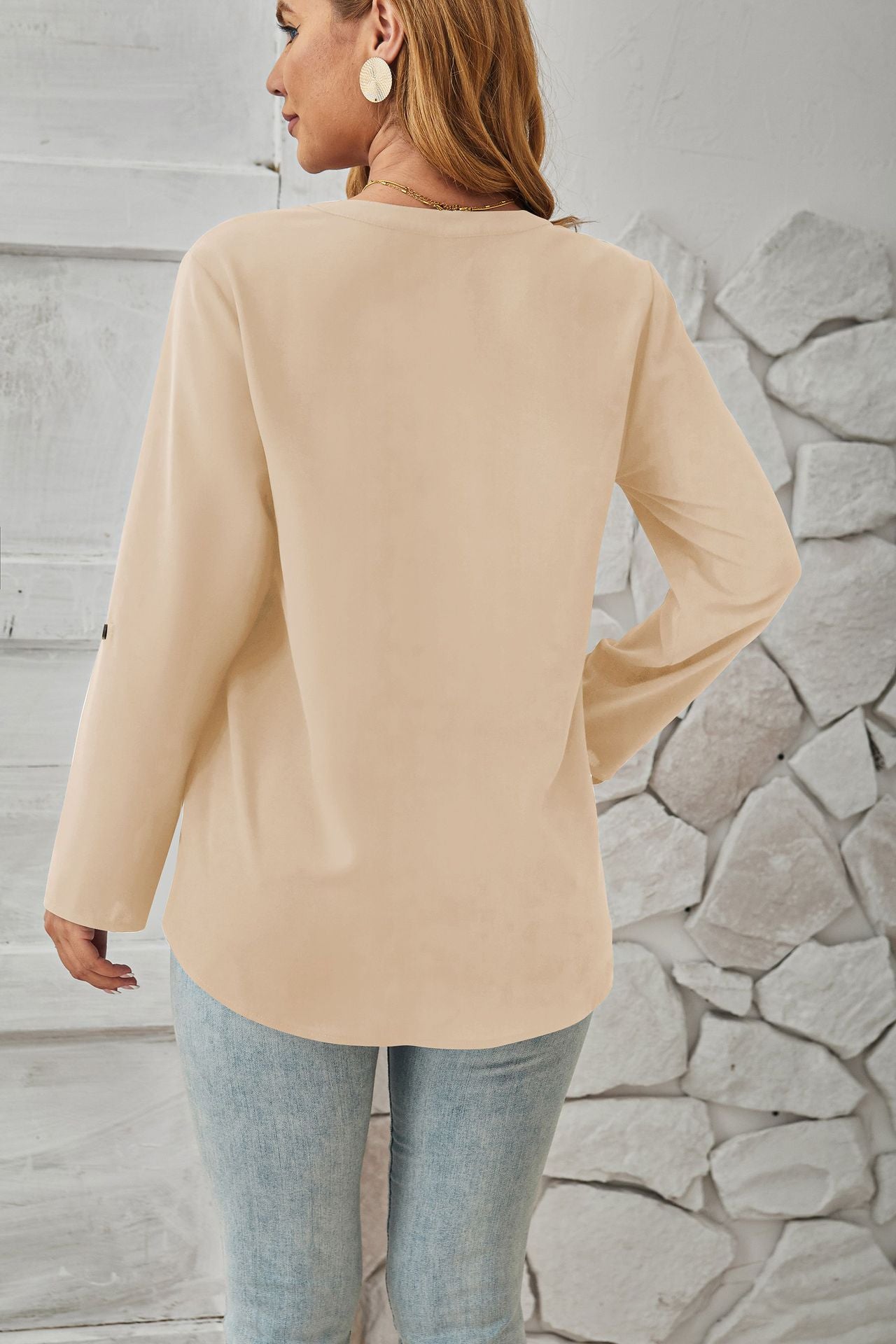 Womens V Neck Long Sleeve Top | noémi