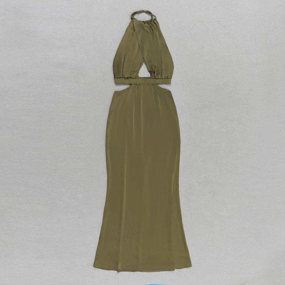 Halter Neck Ruffled Maxi Dress | Slim Fit Dress | noémi