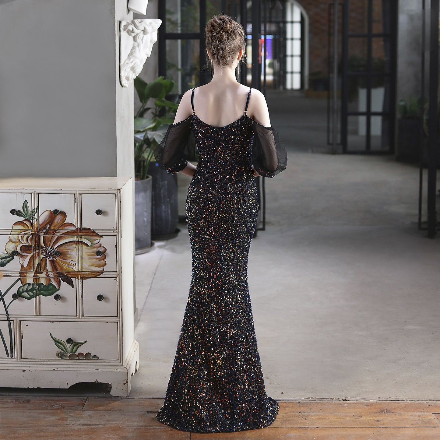 Sequin Toast Dress | Long Slim Fit Fishtail Gown | noémi