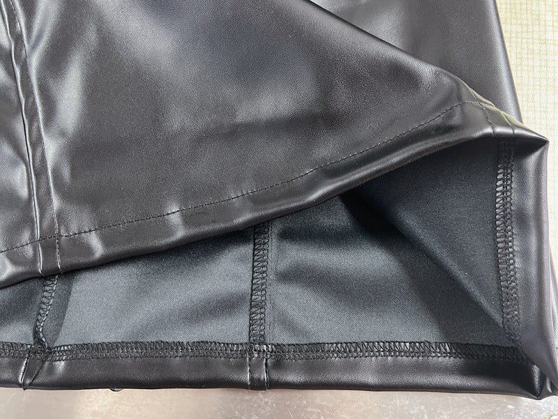 Faux Leather Mini Dress | Sleeveless Bodycon Club Dress, Black High Shine, Zipper Back | noémi