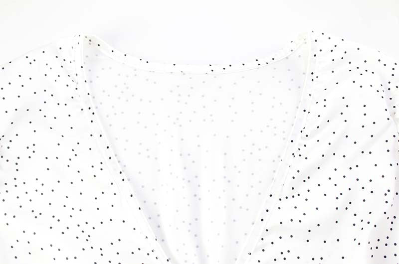 Polka Dot Satin Fishtail Skirt & V Neck Short Top Two Piece Set | noémi