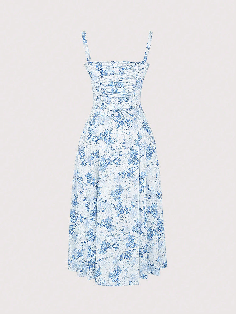 Floral A Line Dress with Side Slit and Flowy Fit | noémi