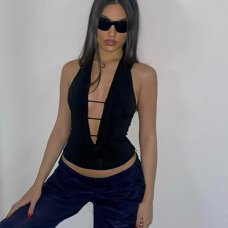 Backless Deep V Neck Sleeveless Slim Fit Vest | noémi