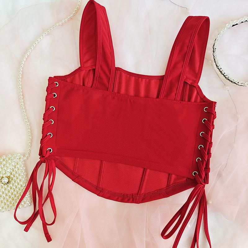 Slim Fit Corset Vest with Boning and Sling Straps in Black | noémi