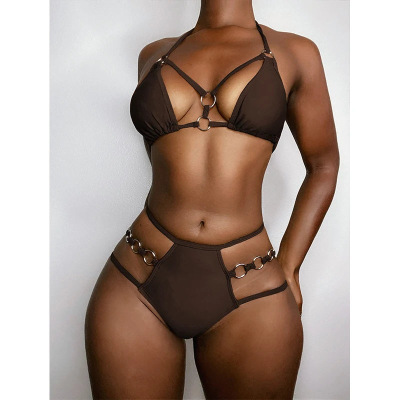 Hollow Out Halter Push Up Bikini Set | noémi