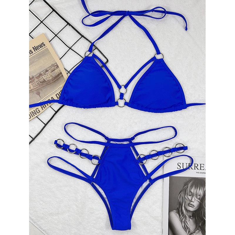 Hollow Out Halter Push Up Bikini Set | noémi