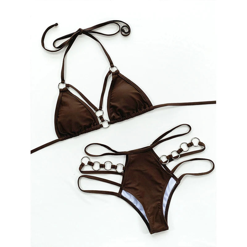 Hollow Out Halter Push Up Bikini Set | noémi