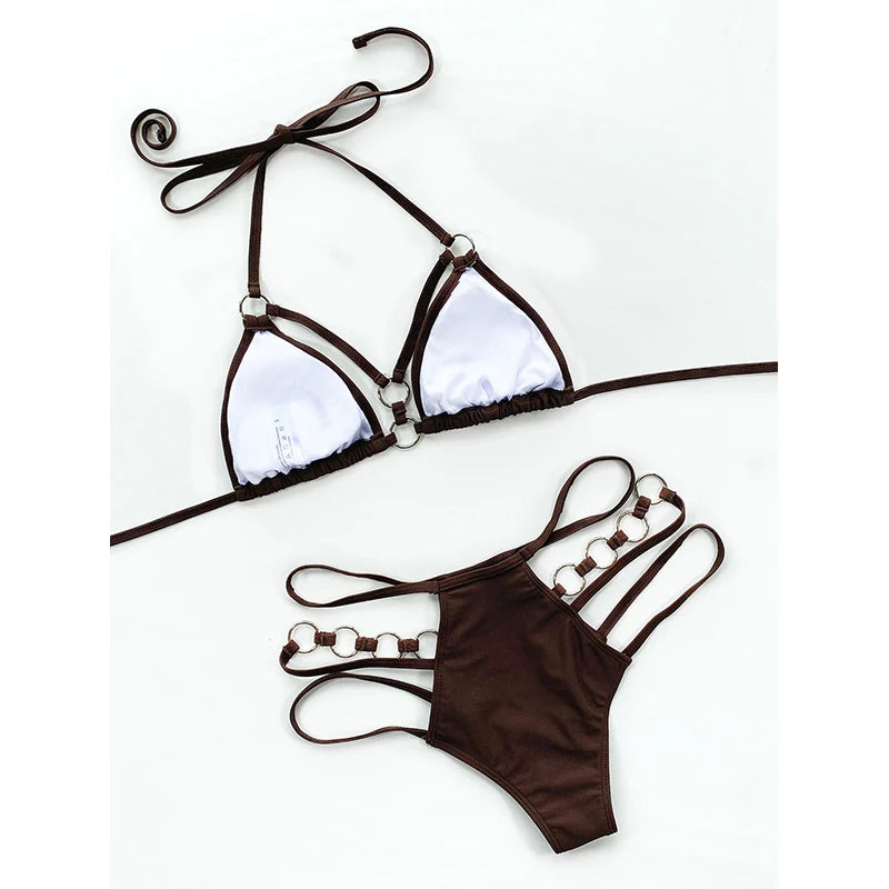Hollow Out Halter Push Up Bikini Set | noémi