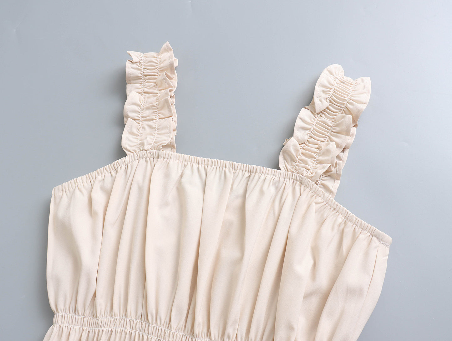 Womens Slim Fit Dress | Solid Color Ruffled Straps Waist Cinch | noémi