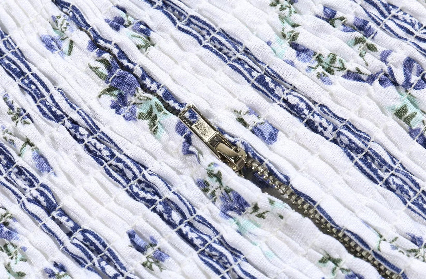 Blue Floral Puff Sleeve Crop Top | Striped Corset Top | noémi