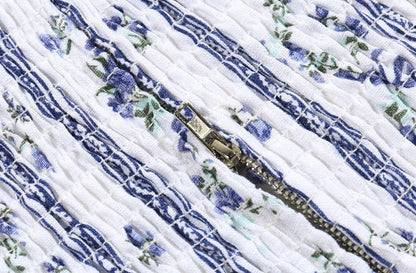 Blue Floral Puff Sleeve Crop Top | Striped Corset Top | noémi