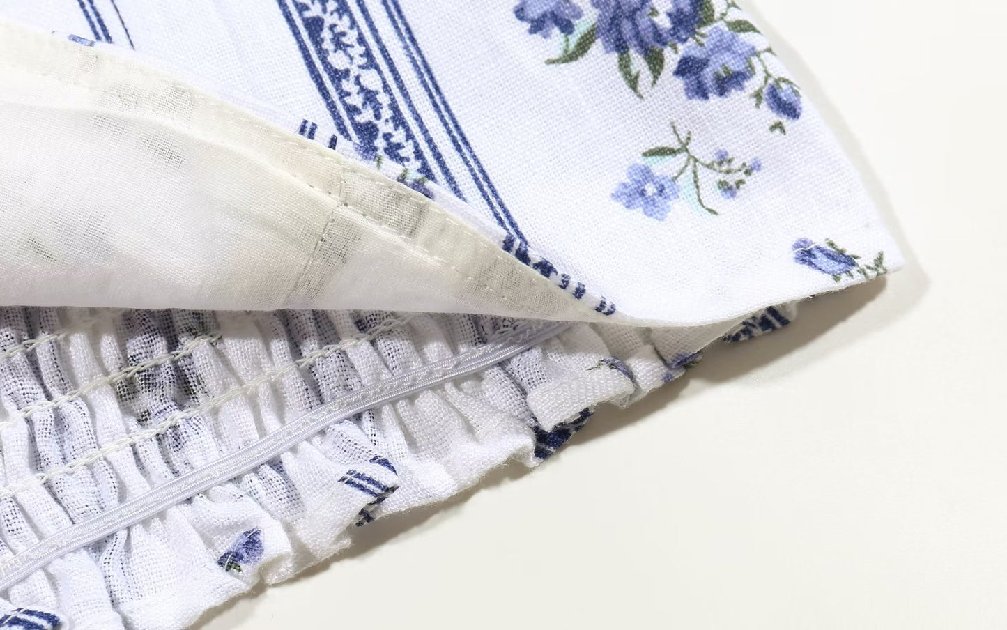 Blue Floral Puff Sleeve Crop Top | Striped Corset Top | noémi