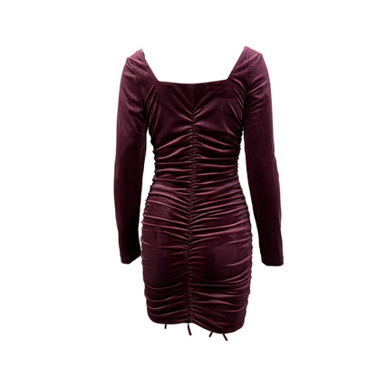 Womens Square Neck Pleated Sheath Bodycon Dress | noémi