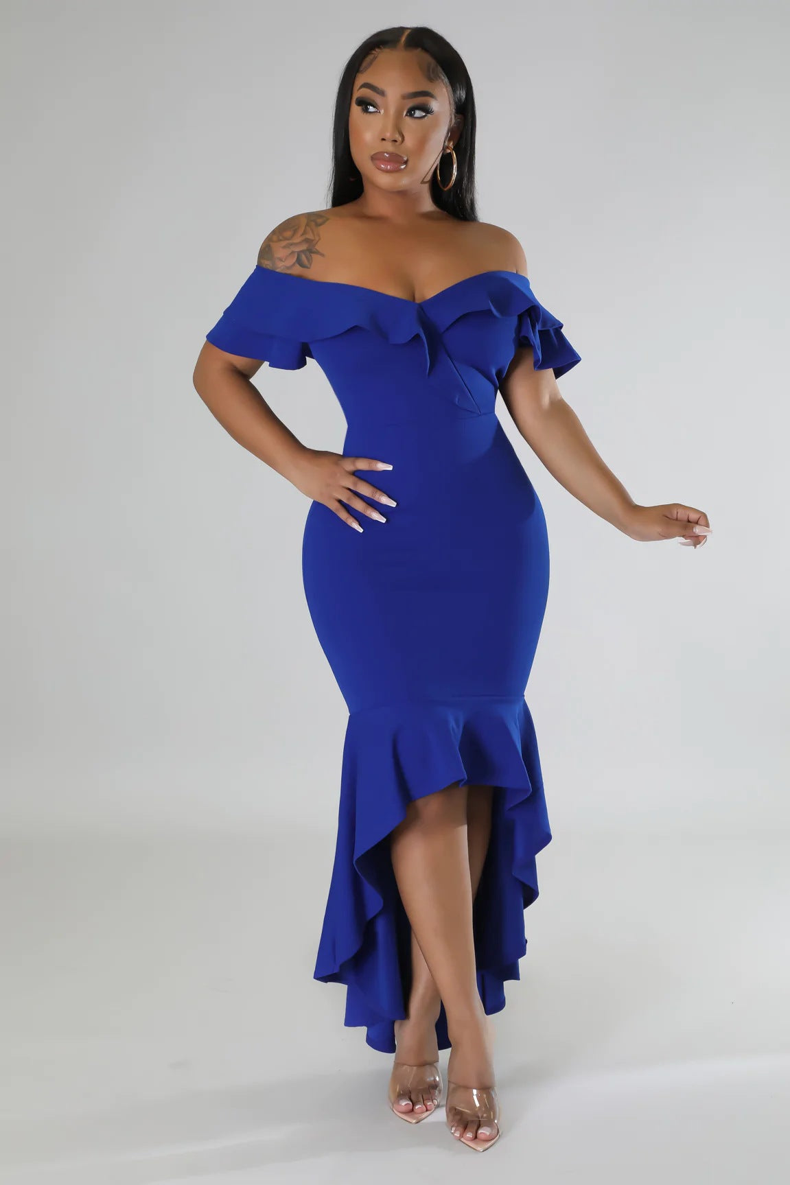 Slim Fit Ruffle Irregular Hem High Split Summer Dress Women | noémi