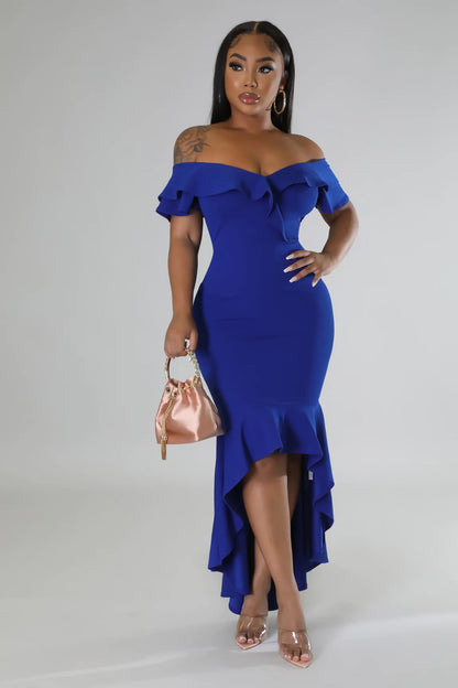 Slim Fit Ruffle Irregular Hem High Split Summer Dress Women | noémi