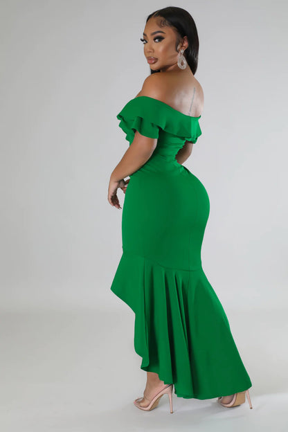 Slim Fit Ruffle Irregular Hem High Split Summer Dress Women | noémi