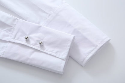 White Shirt & Mini Skirt Co ord | Button Up Crop Top & High Waist Skirt Set | noémi