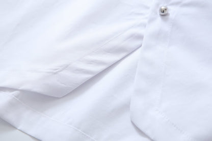 White Shirt & Mini Skirt Co ord | Button Up Crop Top & High Waist Skirt Set | noémi