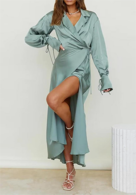 Womens Lace Up Wrap Midi Dress | noémi