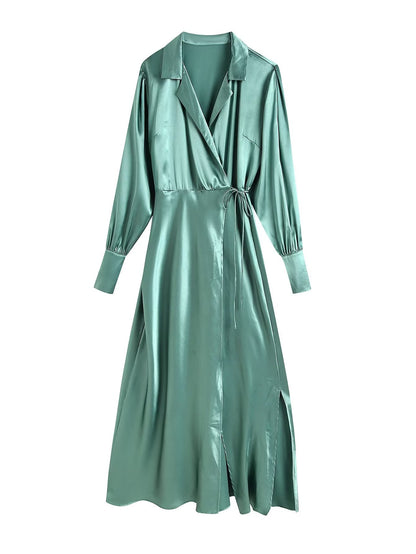 Womens Lace Up Wrap Midi Dress | noémi