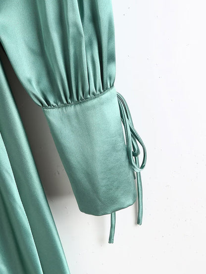 Womens Lace Up Wrap Midi Dress | noémi