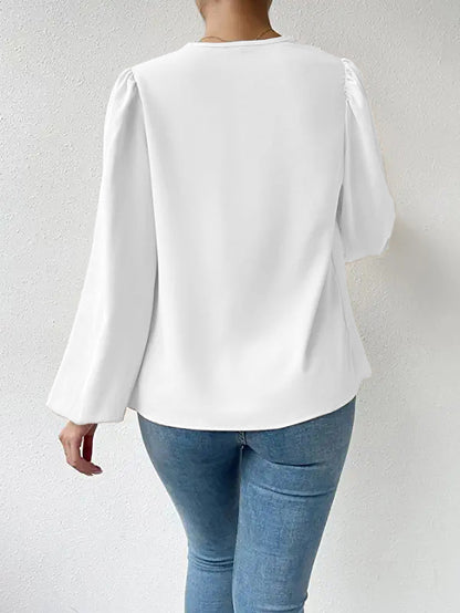 Womens Draped VNeck Long Sleeve Top | Loose Fit Blouse | noémi